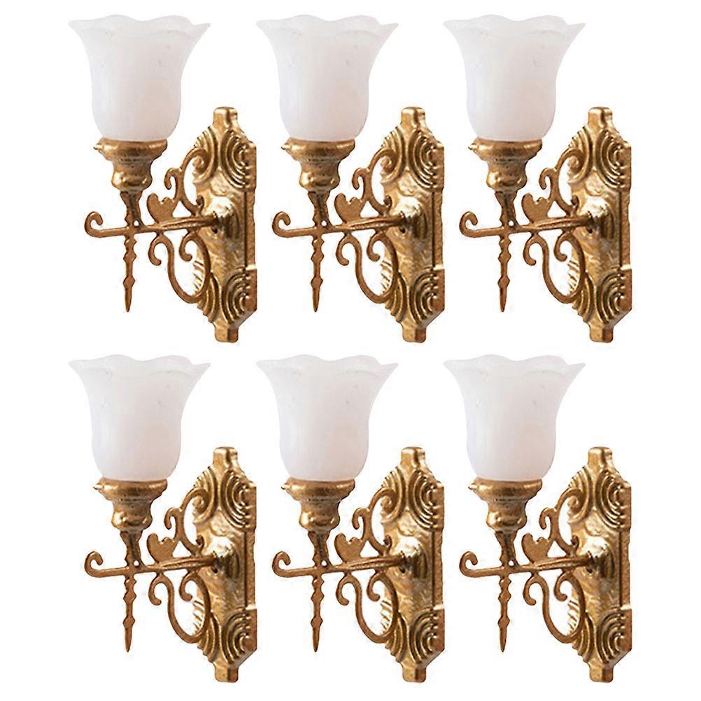 6pcs Simulated Mini Yard Lights Model Light Model Sand Table Lamp Decorations