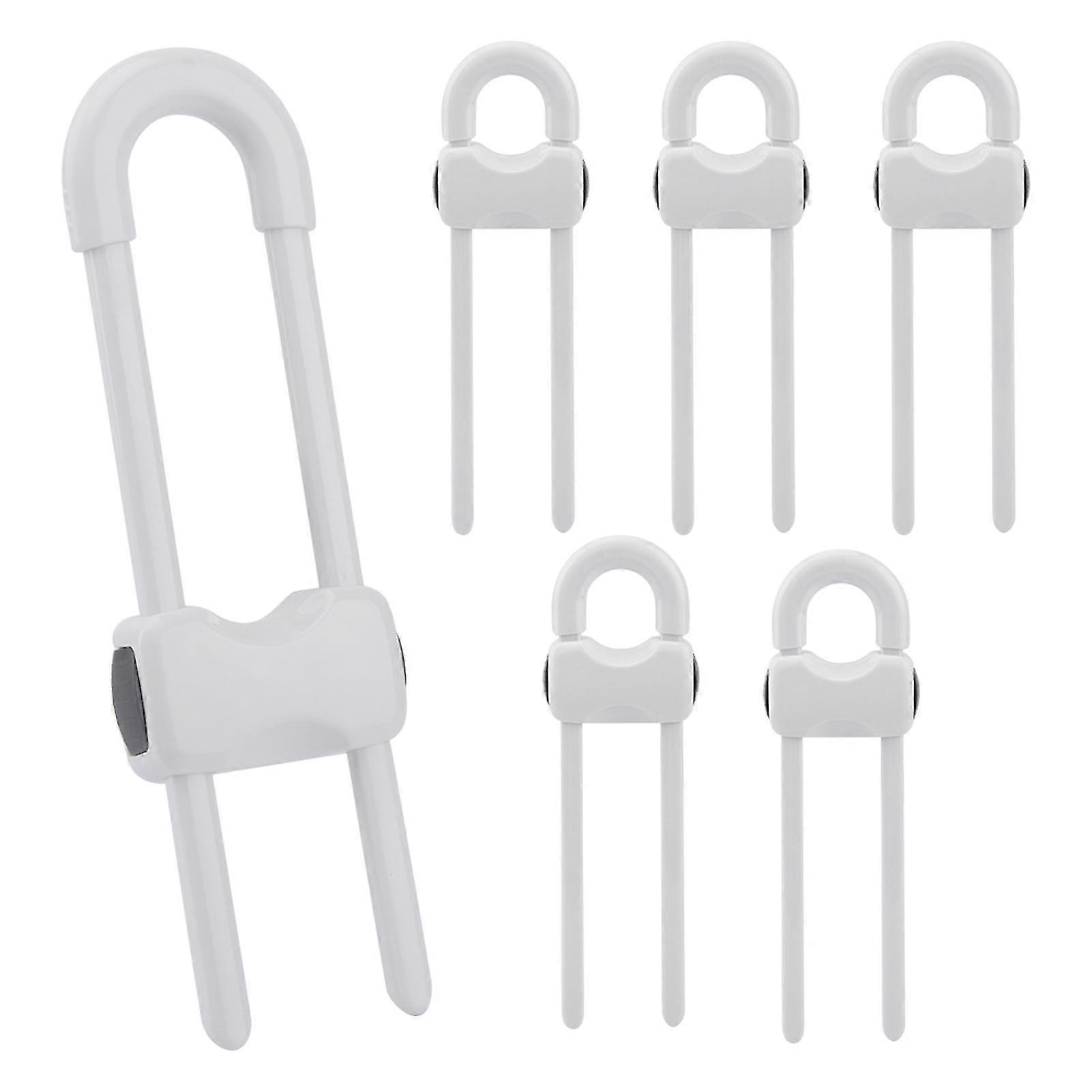 6pcs Baby Proofing Safety Latch Drawer Cabinet Lock U Shaped With