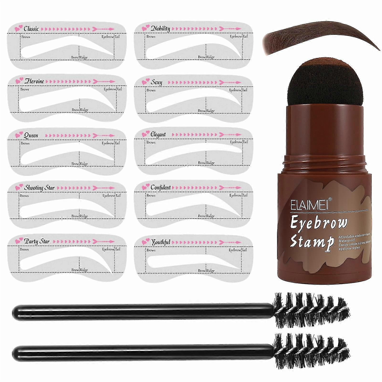 Perfect Brows Stencil Stamp Kit With 2 Brushes One Step Long Lasting Shaping