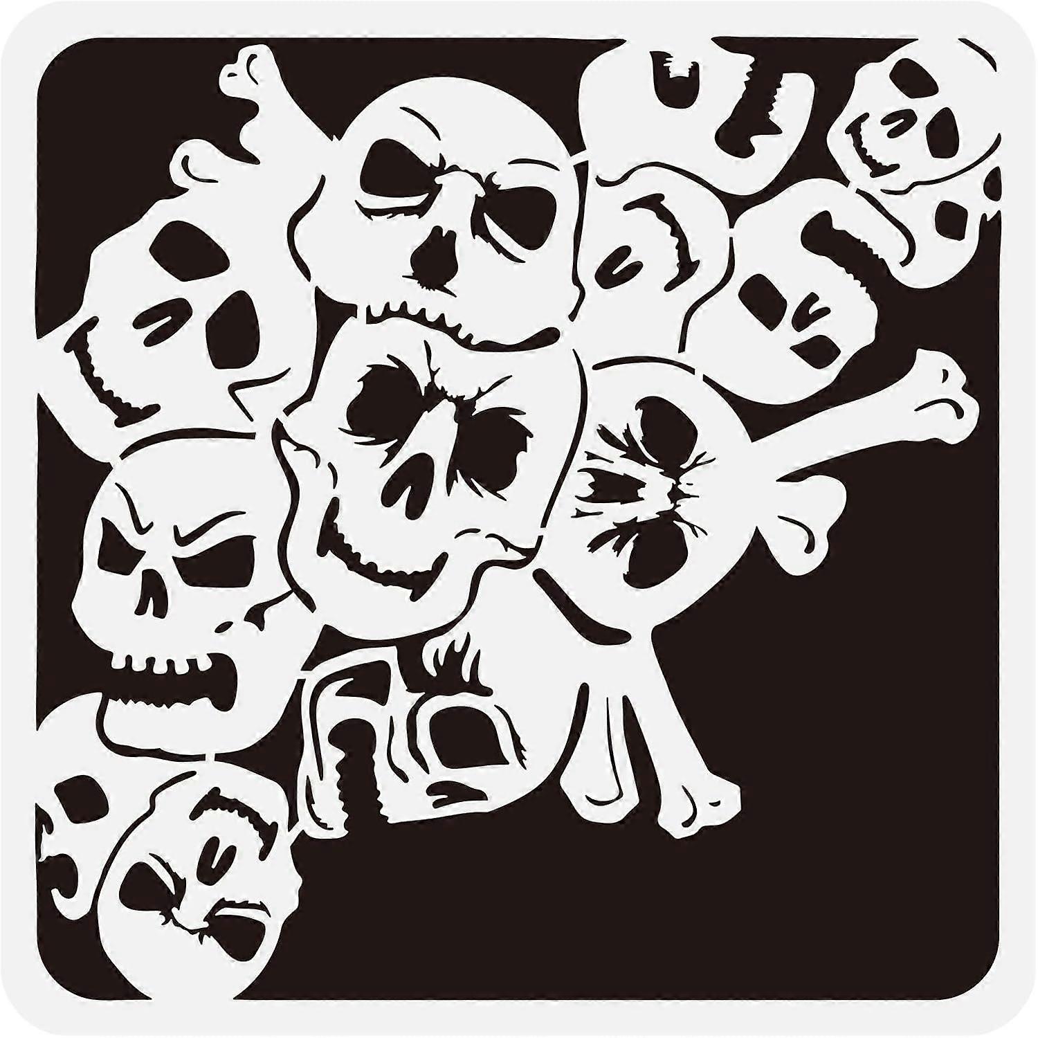 Skull Stencils for Painting 11.8x11.8 inch Skull Plastic Painting Template PET Skull Scary Skeleton Template for DIY Projects Crafts Canvas Wall Floor