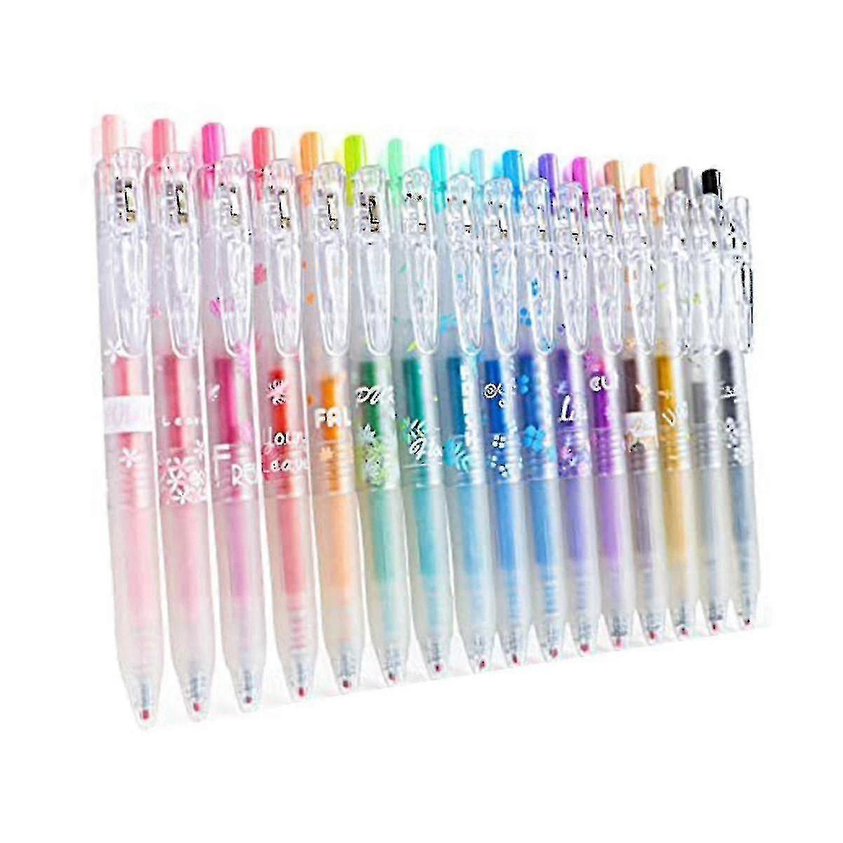 Glitter Gel Ink Pen 16 Assorted Color Retractable Gel Pen Set 0.7mm Fine Tip Colored Journaling Pen