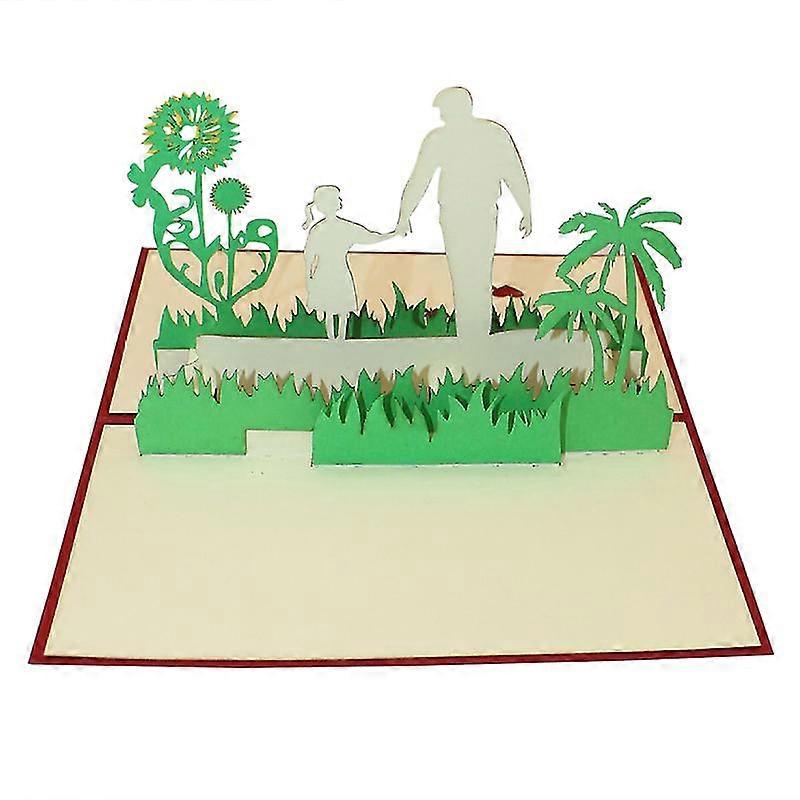 3d up greeting father's day creative handmade best wish kirigami paper craft (red cover)