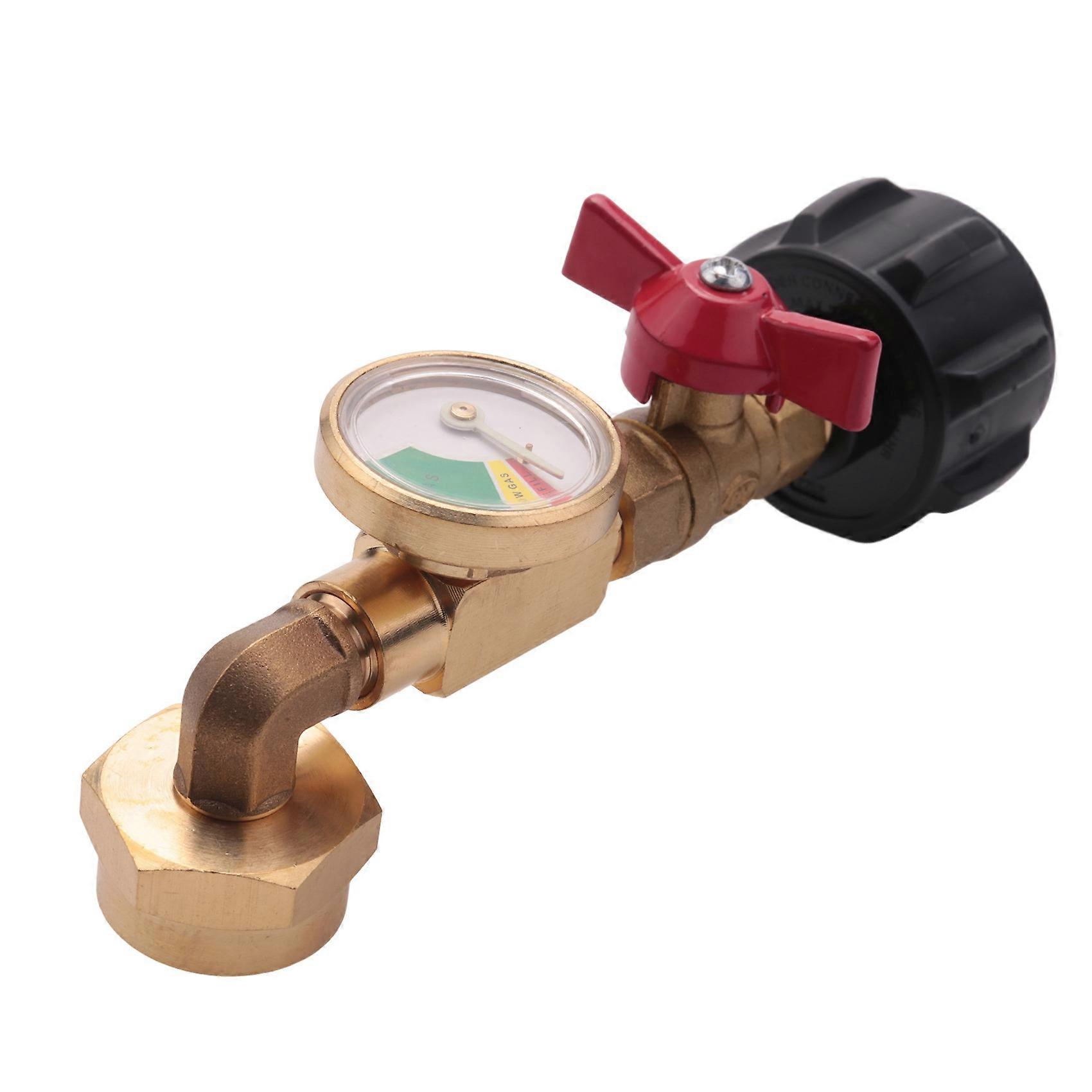 Propane Adapter 1Lb to 20Lb, QCC1 Propane Refill Elbow Adapter with Gauge and ON-Off Control Valve