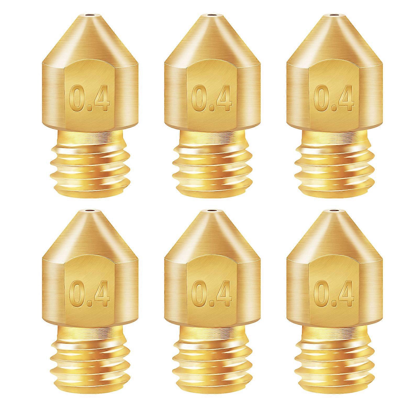 6PCS 3D Printer Brass Copper Extruder Nozzle MK8 0.4mm for Creality CR-6 SE 3D Printer 1.75mm Filament