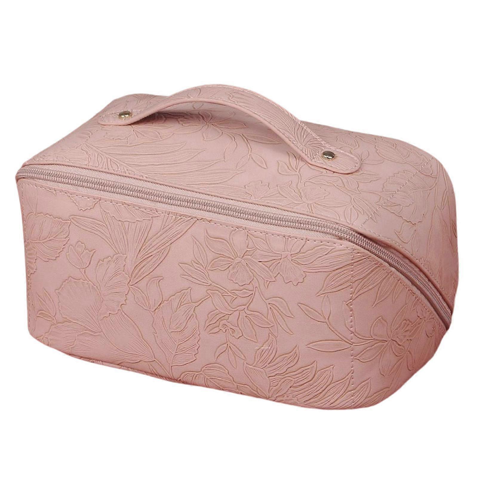 Travel Cosmetic Bag Zipper Open Flat Storage Bag with Handle for Friend Family Neighbors Gift