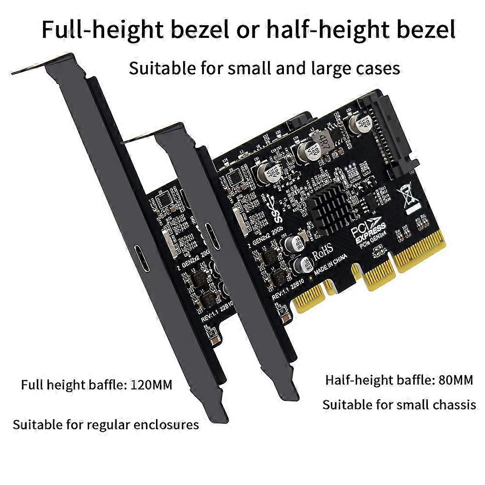 USB PCIE Card Type C PCI-Express 4X to USB 3.2 Gen 2X2 (20Gbps) ASM3242 ...