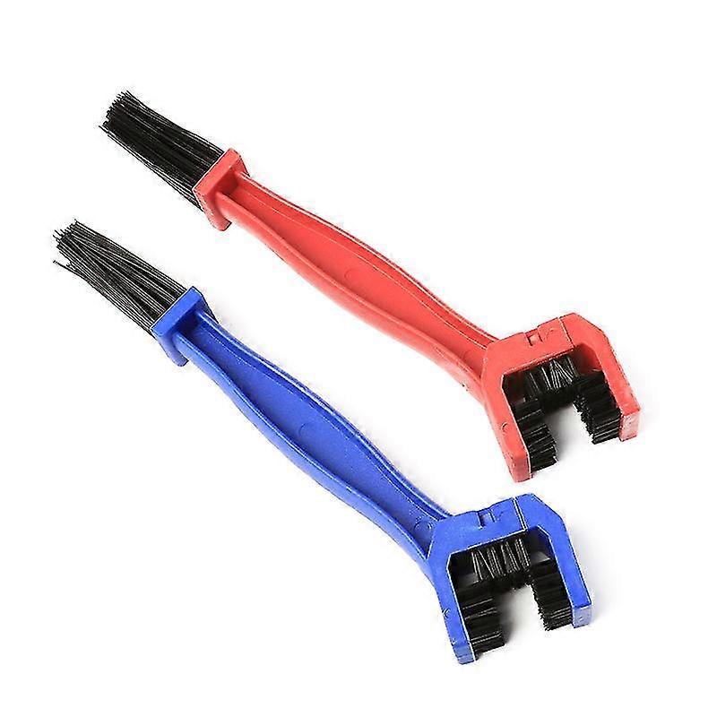 Set Of 2 Motorcycle Or Bicycle Chain Cleaning Brushes Red Blue