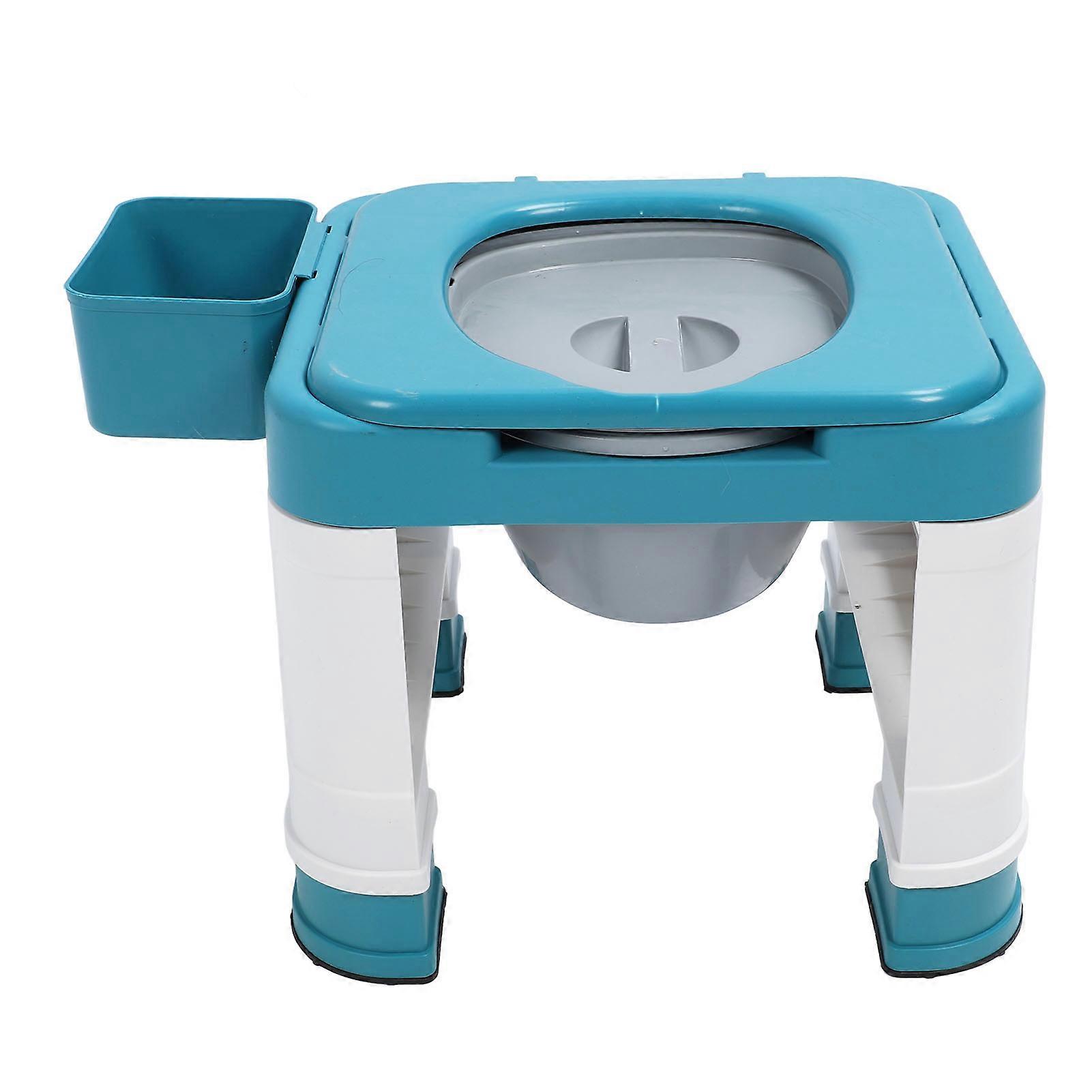 Portable Toilet Plastic Folding Commode Chair Squatting Or Sitting Toilet Stool for Elderly and Pregnant Women Blue