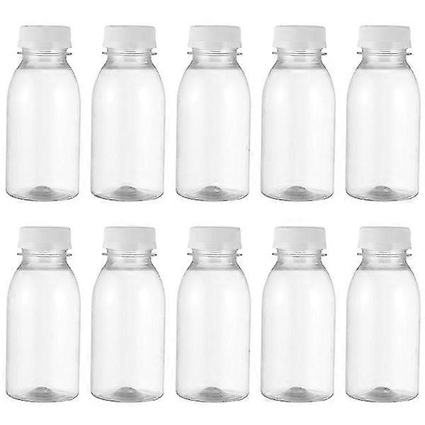 10pcs 200ml Transparent Plastic Milk Storage Bottles Beverage Drinking Bottles