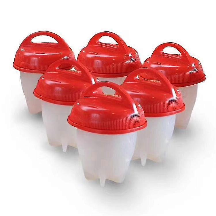 Kitchen Egg Cooker Set Non-stick Silicone Egg Cups Premium Silicone Eggs Maker For Soft And Hard Boiled Eggs Without The Shell(6 Pcs, Red)