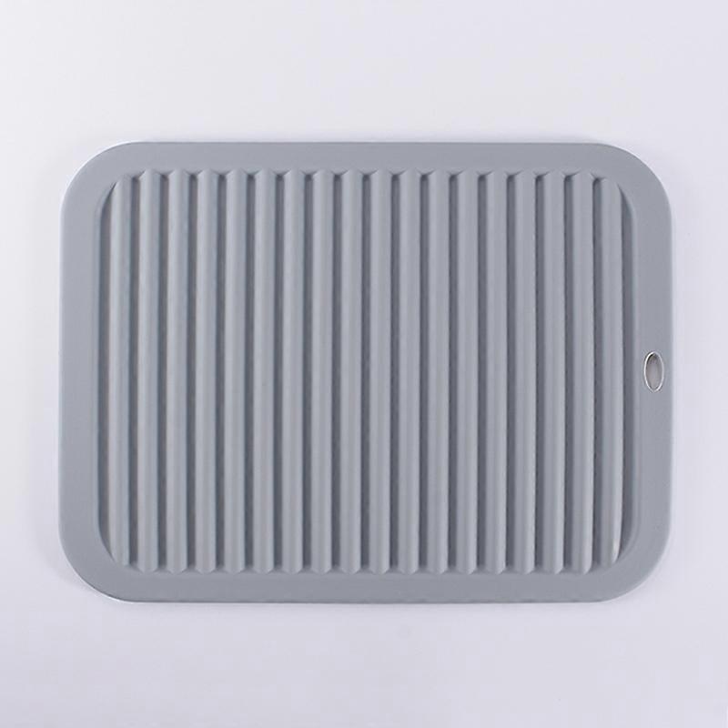 Set of 2 Large Versatile Silicone Trivets and Pot Holders - Rectangular - Light Gray