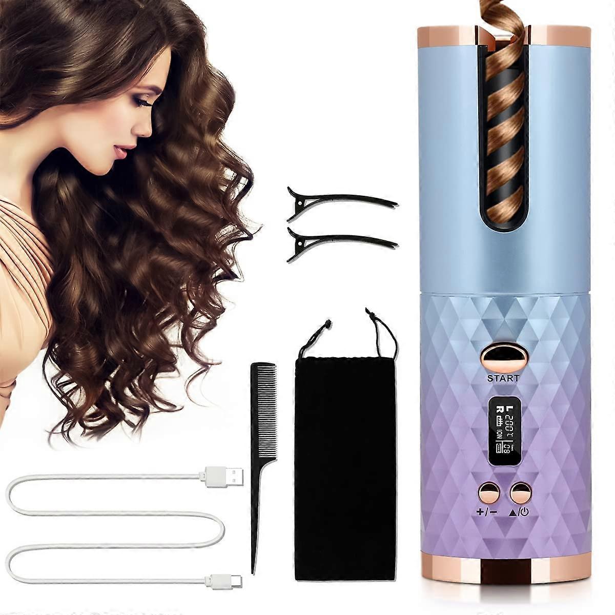 Cordless Portable Hair Curler Adjustable Temperature Time