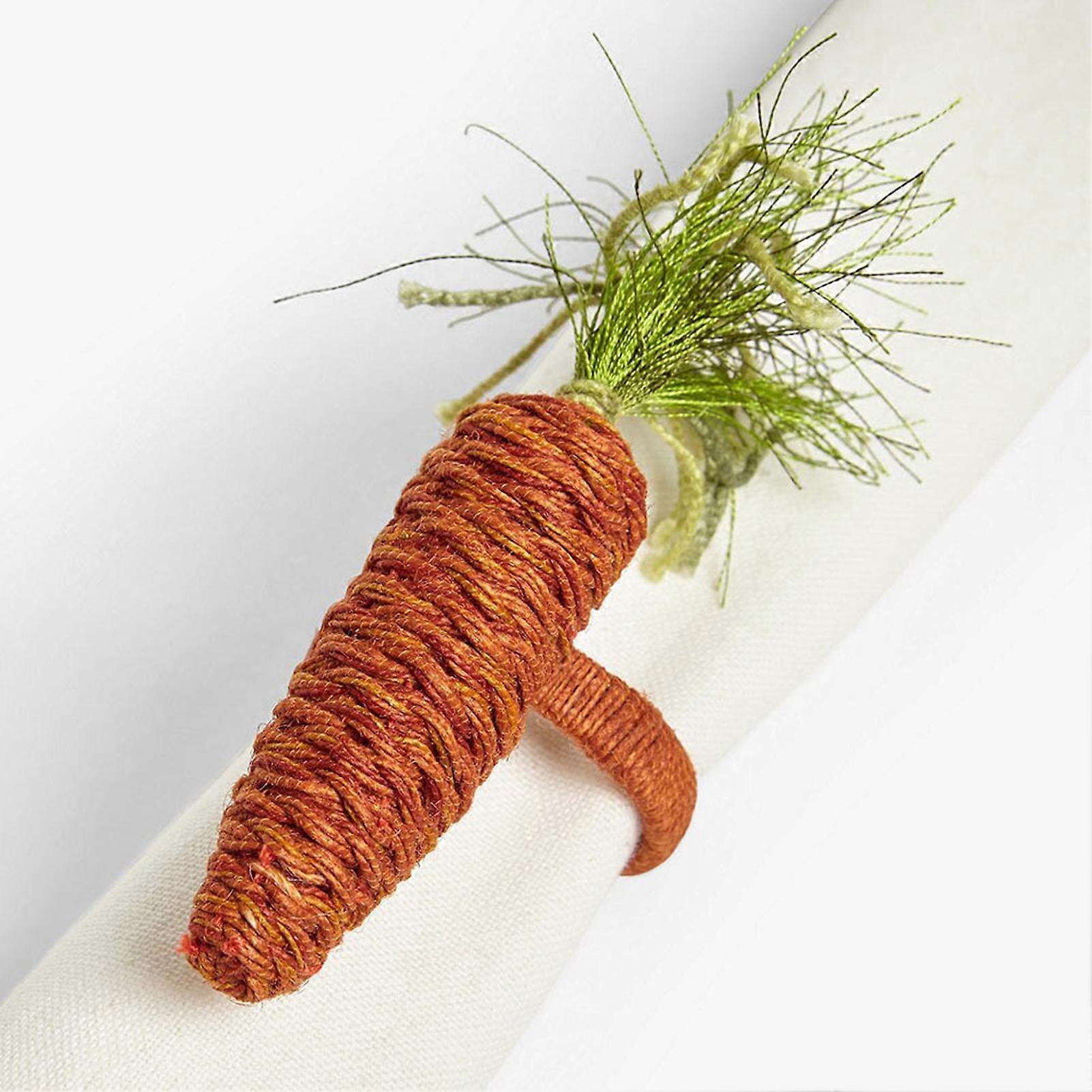 2Pcs Napkin Ring Elegant Easter Carrot Hand Woven Serviette Buckle Home Decor KAESI