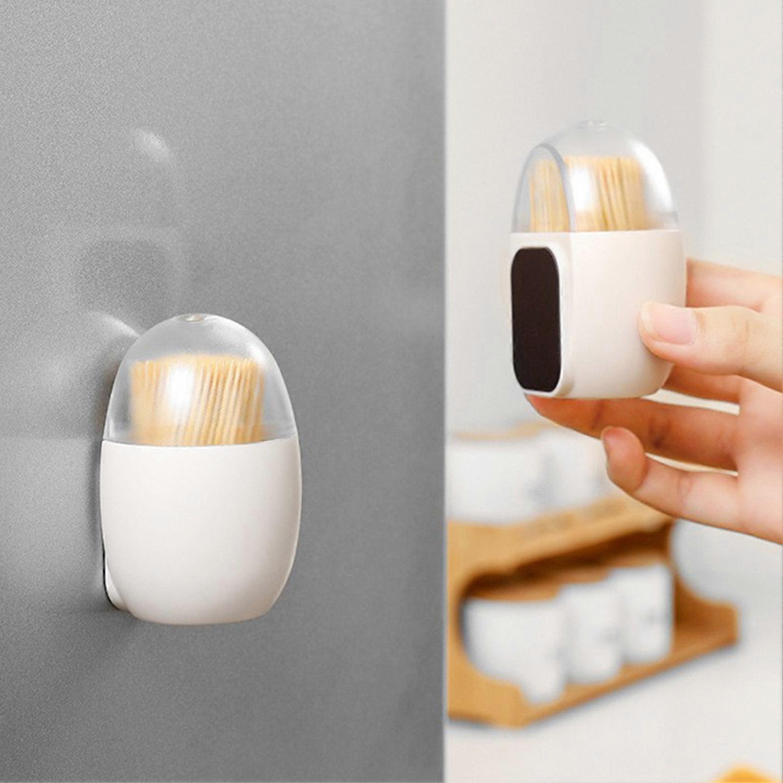 Magnetic Toothpick Storage Box Large Capacity Transparent Visible PP Gourd-shaped Hole Toothpick Container for Dining Room KAESI
