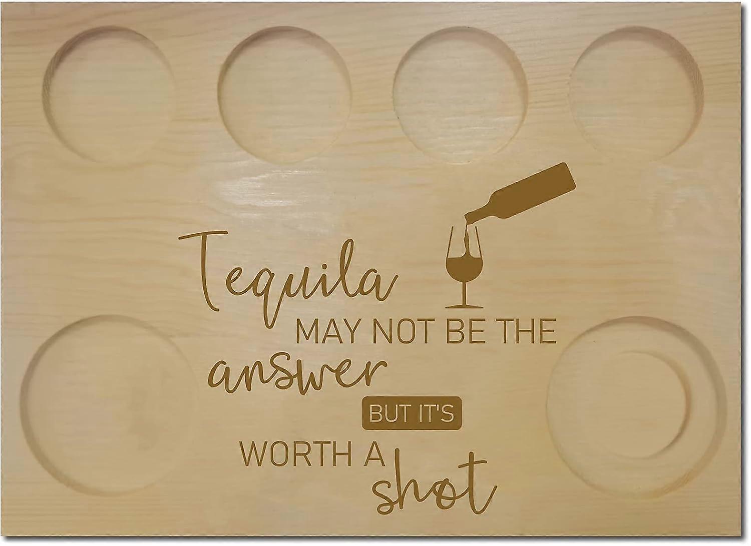 Tequila Board Shot Glasses Holder with Salt Rim Shot Glass Set Wooden Serving Tray Wine Holder for Bar Restaurant Party Family Dinner Gathering Men Wo