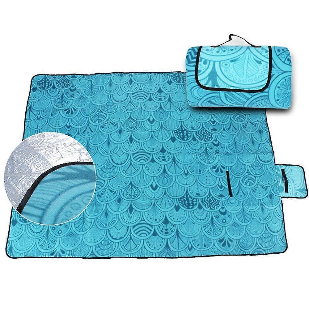 Picnic Mat Blanket, Waterproof, Foldable, for Camping, Beach, Garden, with Handle, Picnic Blanket with Waterproof Backing 200 x 150 cm (Peacock Blue)