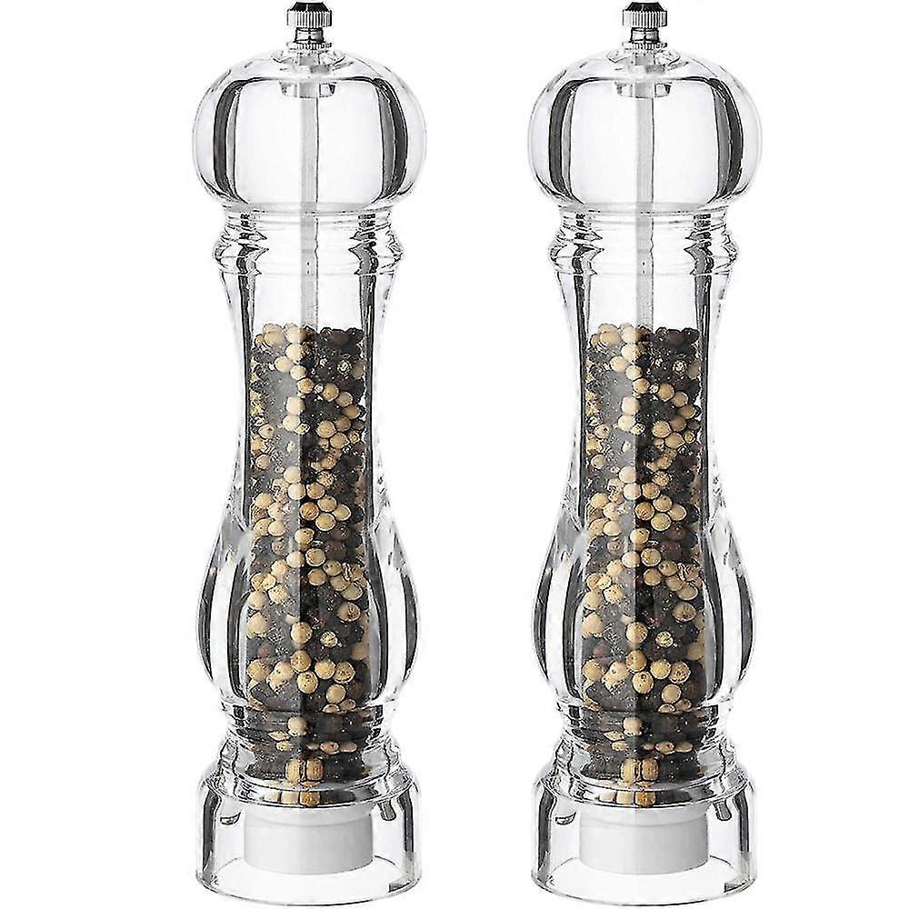 Moinho de pimenta e sal agitador conjunto de 2 shaker de sal e pimenta com grosseria ajustável-claro