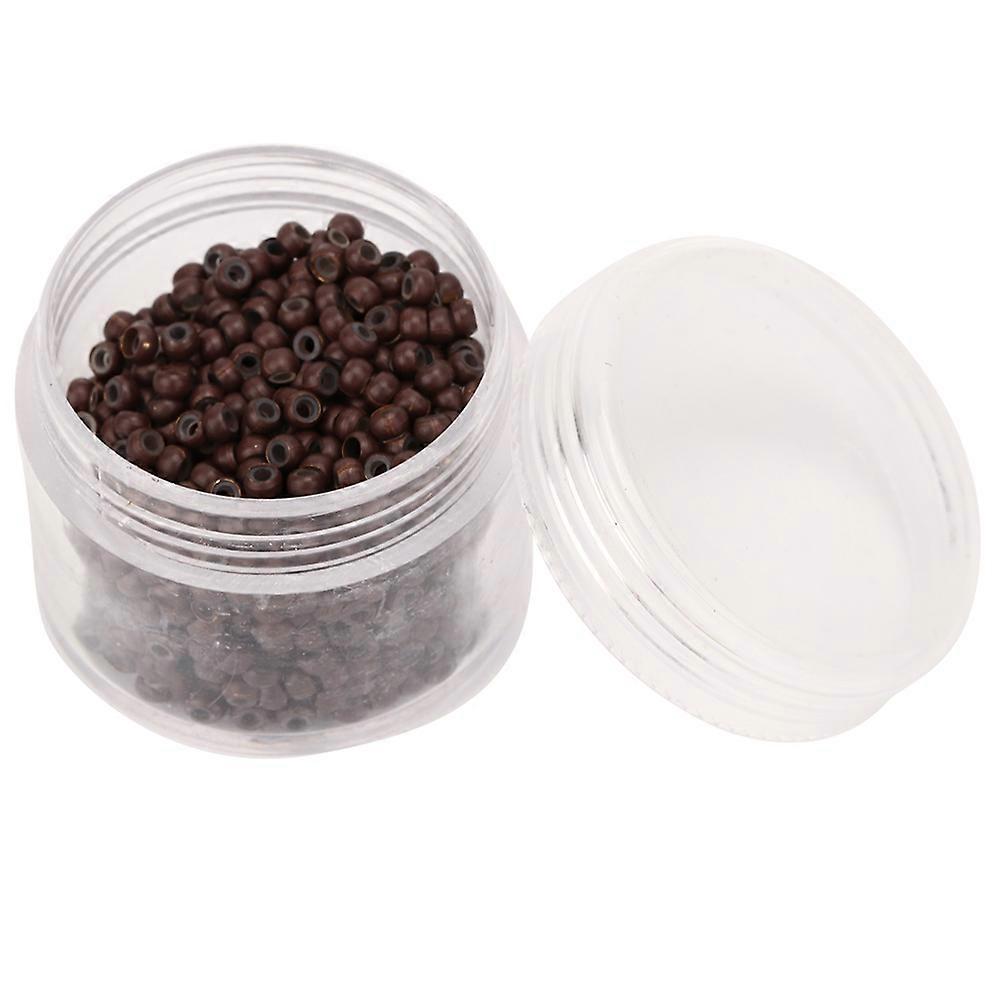 1000pcs 3mm x 2mm Silicone Micro Links Rings Beads Hair Extension ToolBrown