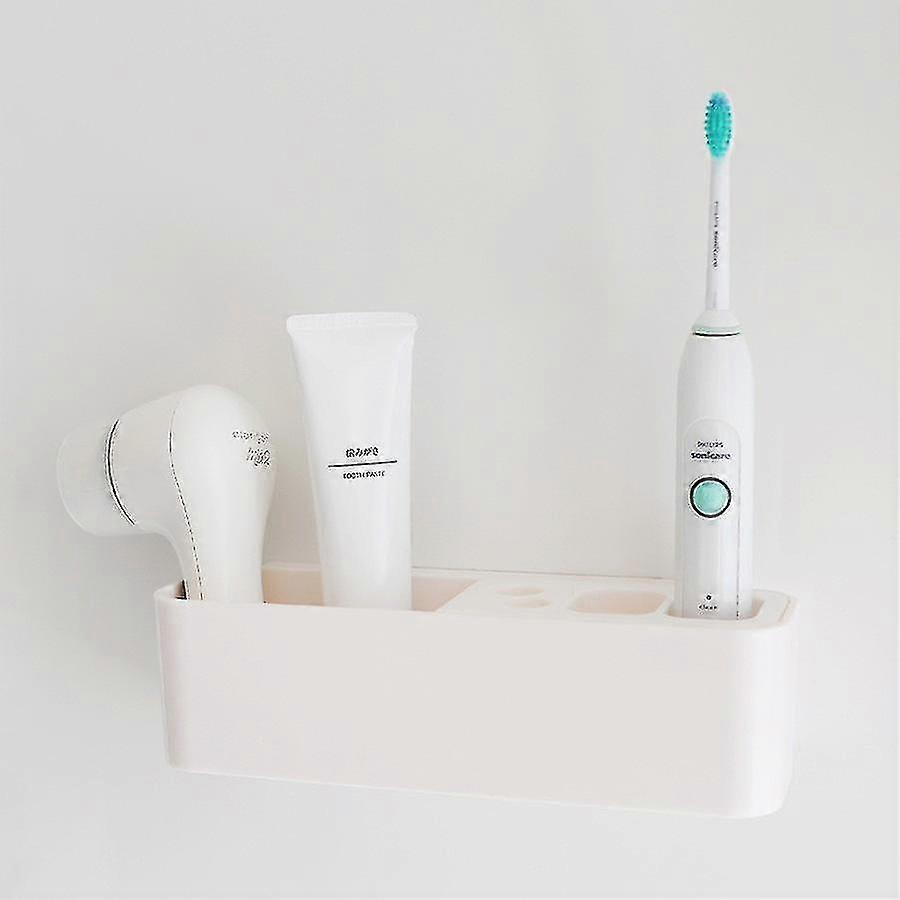 Toothbrush Holder - Multifunctional Wall Mounted Toothbrush Holder (white)