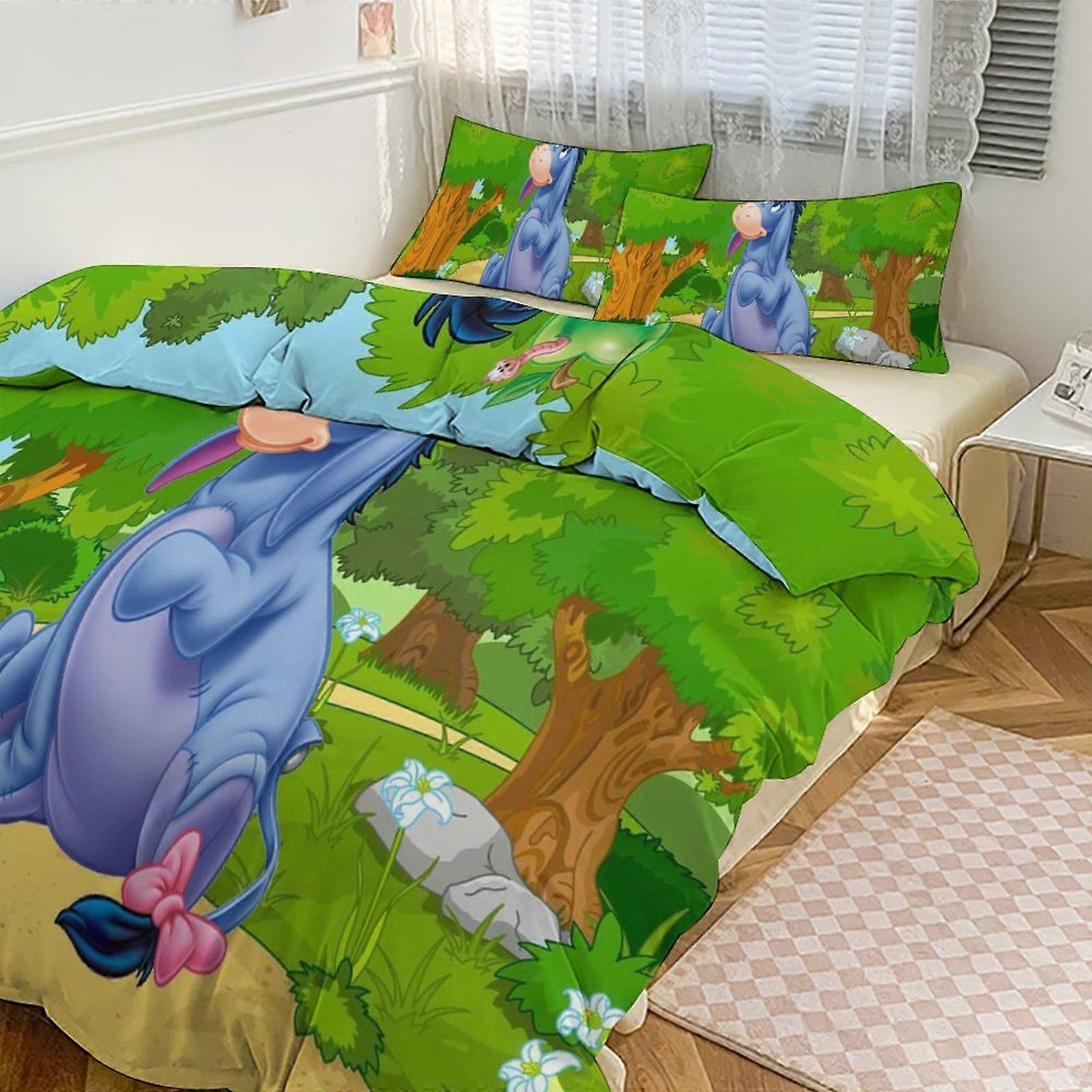 Ez587 Eeyore הדפס סט מצעים דפוס שמיכת קוב סט 3 חלקים 1 כיסוי שמיכה ו -2 ציפיות לנשים גברים בני נוער IU587