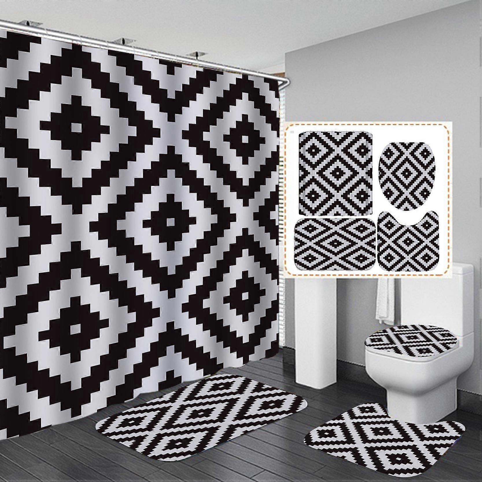 Shower Curtain + Bath Mat Set (B)