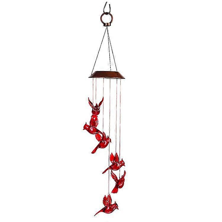 Red Bird Windbell Solar LED Light