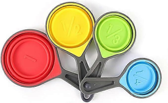 4pcs/set Foldable Silicone Measuring Cups Baking Dish Plastic Measuring Spoon Kitchen Tool