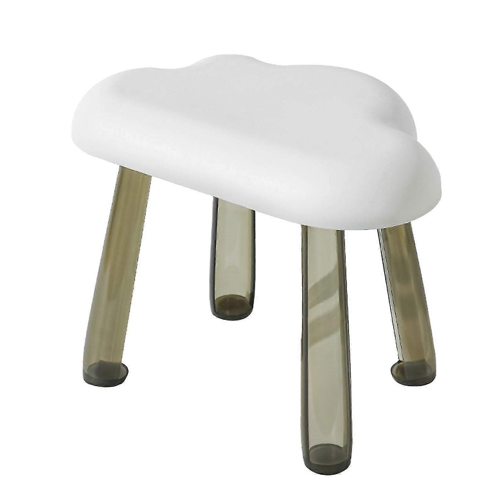 Cloud Shape Children Stool - Delicate Plastic Stool with Transparent Legs - White Home Decoration