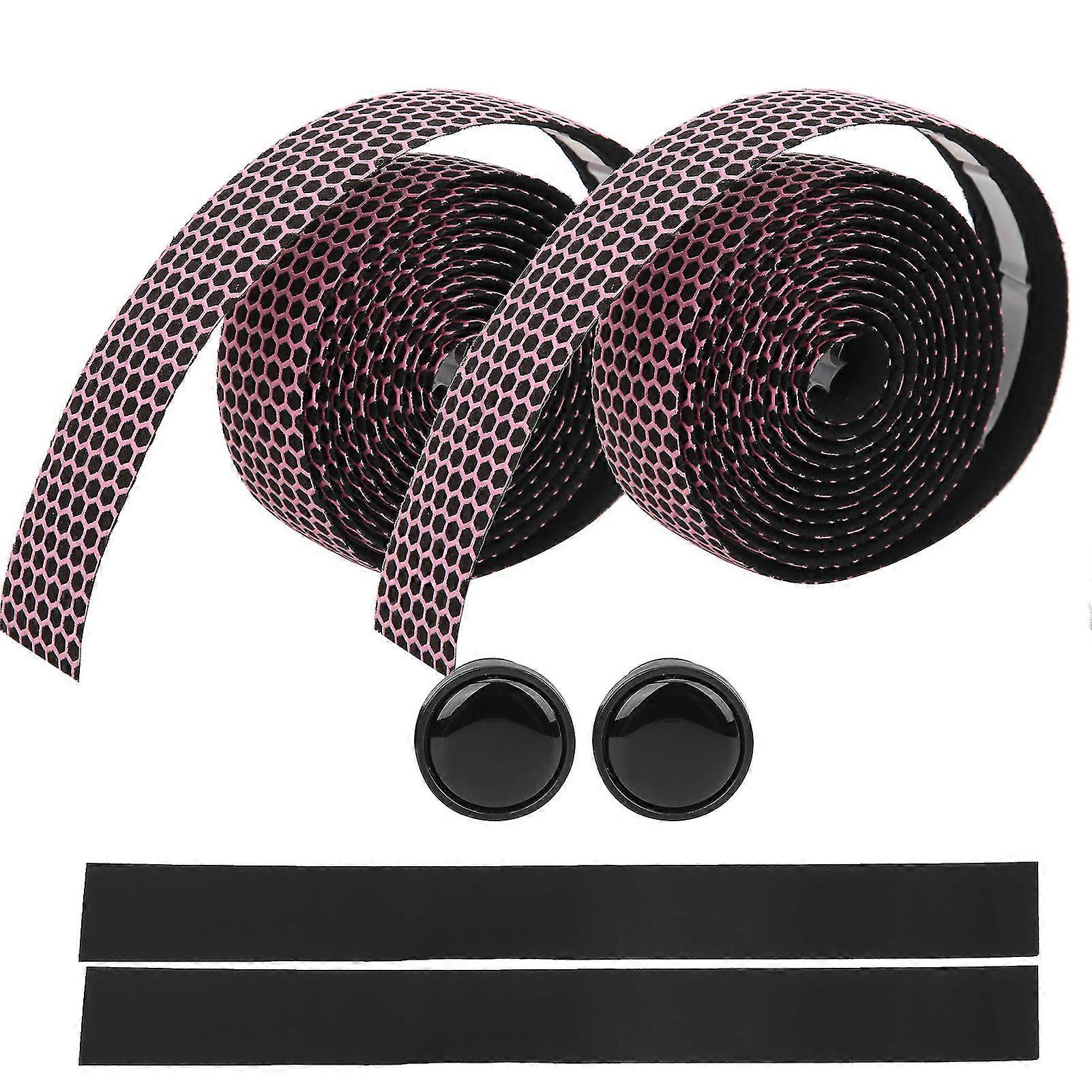 AntiSlip Mountain Bike Handlebar Wrap with Bar Grip Tape and 2Pcs Bar Plugs (Pink)