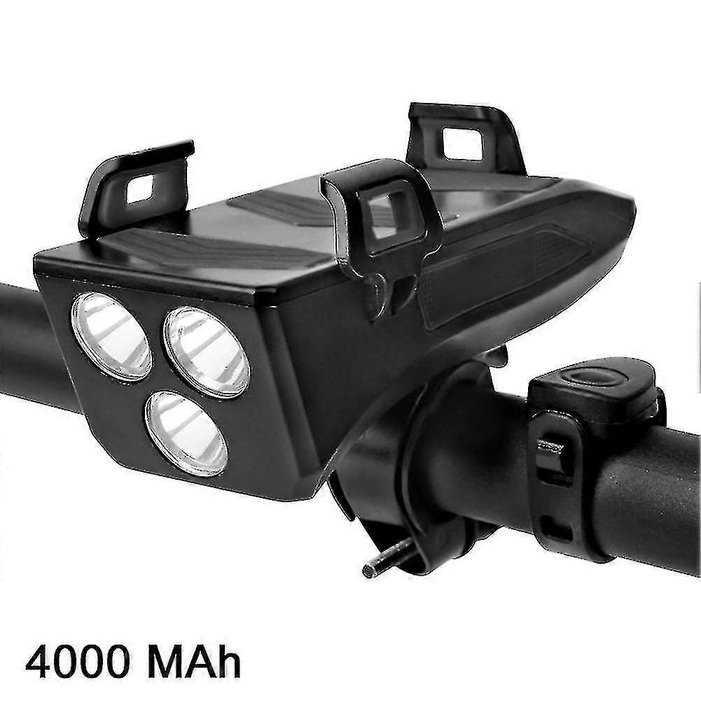 Led 4 ב-1 פנס קדמי עמיד למים לאופניים עם מחזיק טלפון קרן אופניים Powerbank רכיבה על אופניים