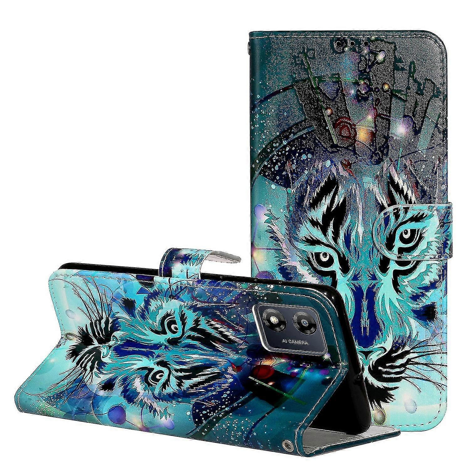 Compatible With Motorola Moto E13 4g Pattern Printing Phone Cover Pu Leather Stand Wallet Case