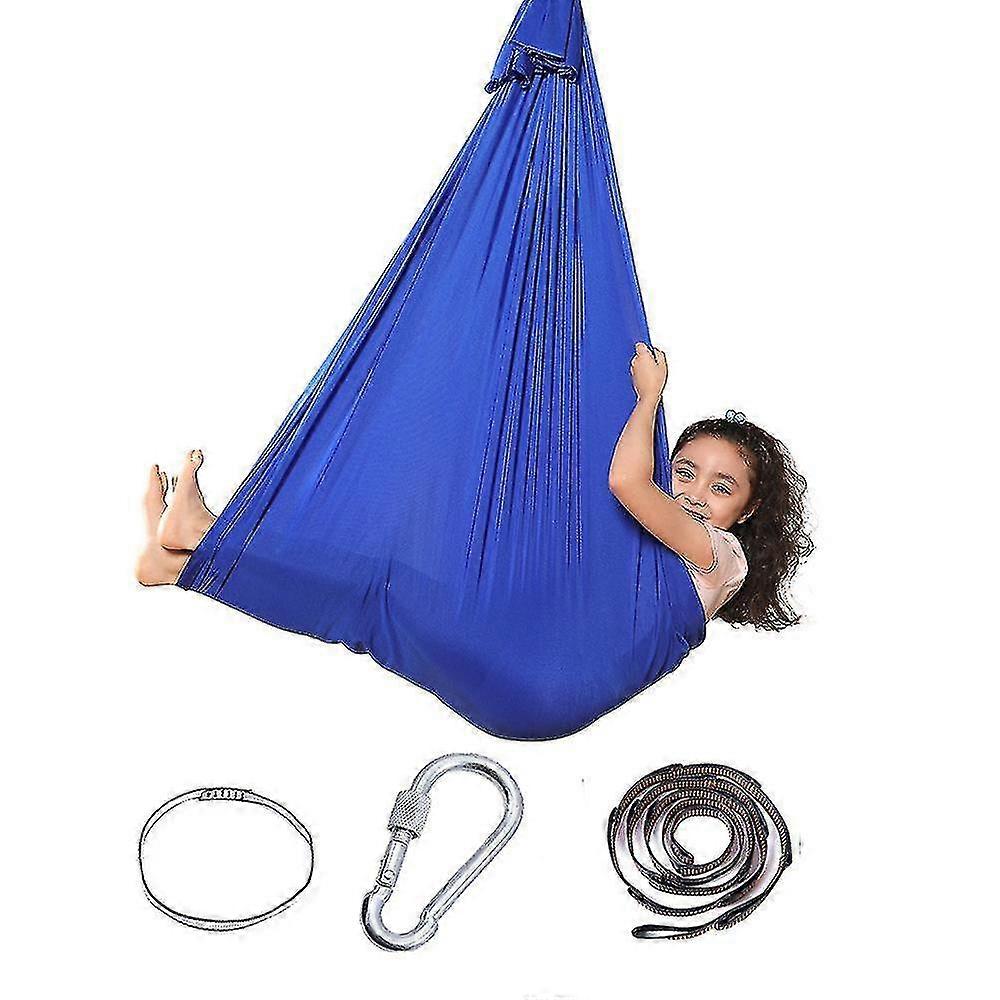 Hammock Swing for Kids, Indoor Swing Hammock Bungee Hug Sensory Swing Ideal for ADHD, (Blue, 100 x 280cm) KOD