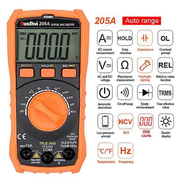 Ruoshui Digital Multimeter Mini True RMS 6000 Counts Auto-Ranging Amp Volt Ohm Meter Portable Voltage Tester with NCV Function
