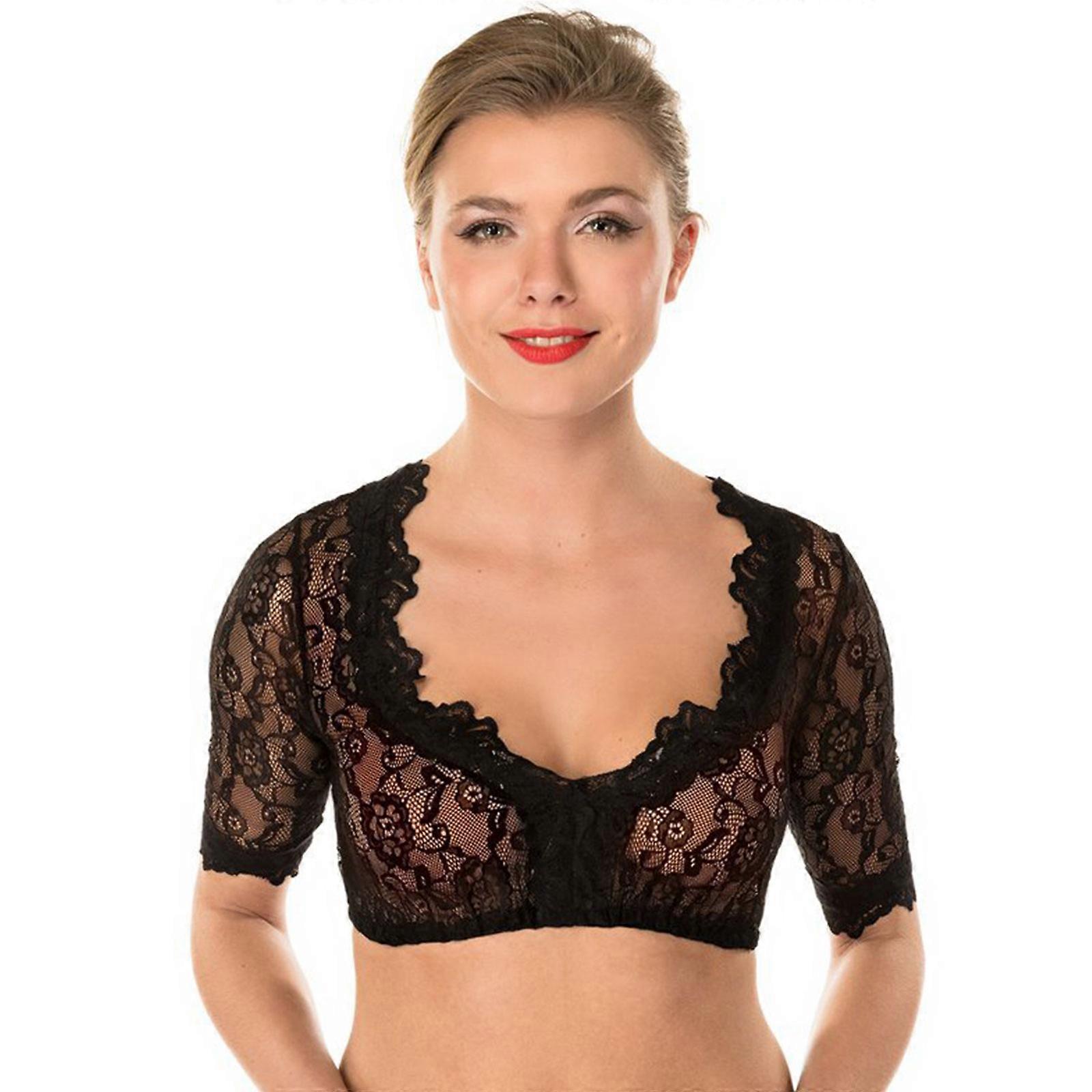 S-2XL Camicetta Per Oktoberfest Camicetta Nera Delle Donne Dirndl Camicetta Pizzo Dirndl Elegante