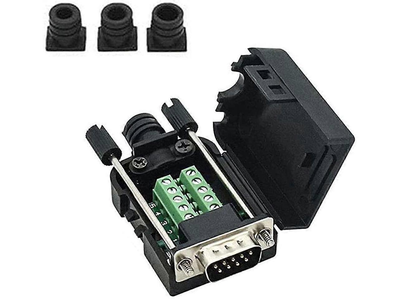 Connector DB9 RS232 D-SUB Male Serial Adapter 9-pin Port Adapter to Terminal Connector Signal Module with case(Male Connector, DB9 5+5 with case A)