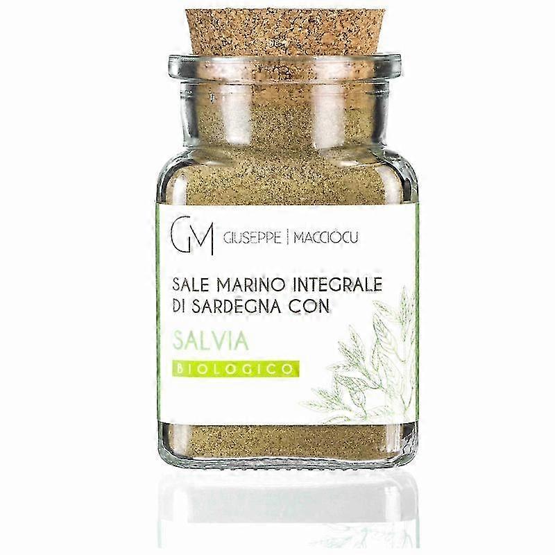 Unrefined Biologic Sea Salt + Sage In Flakes 120gr Jar With Cork Cap