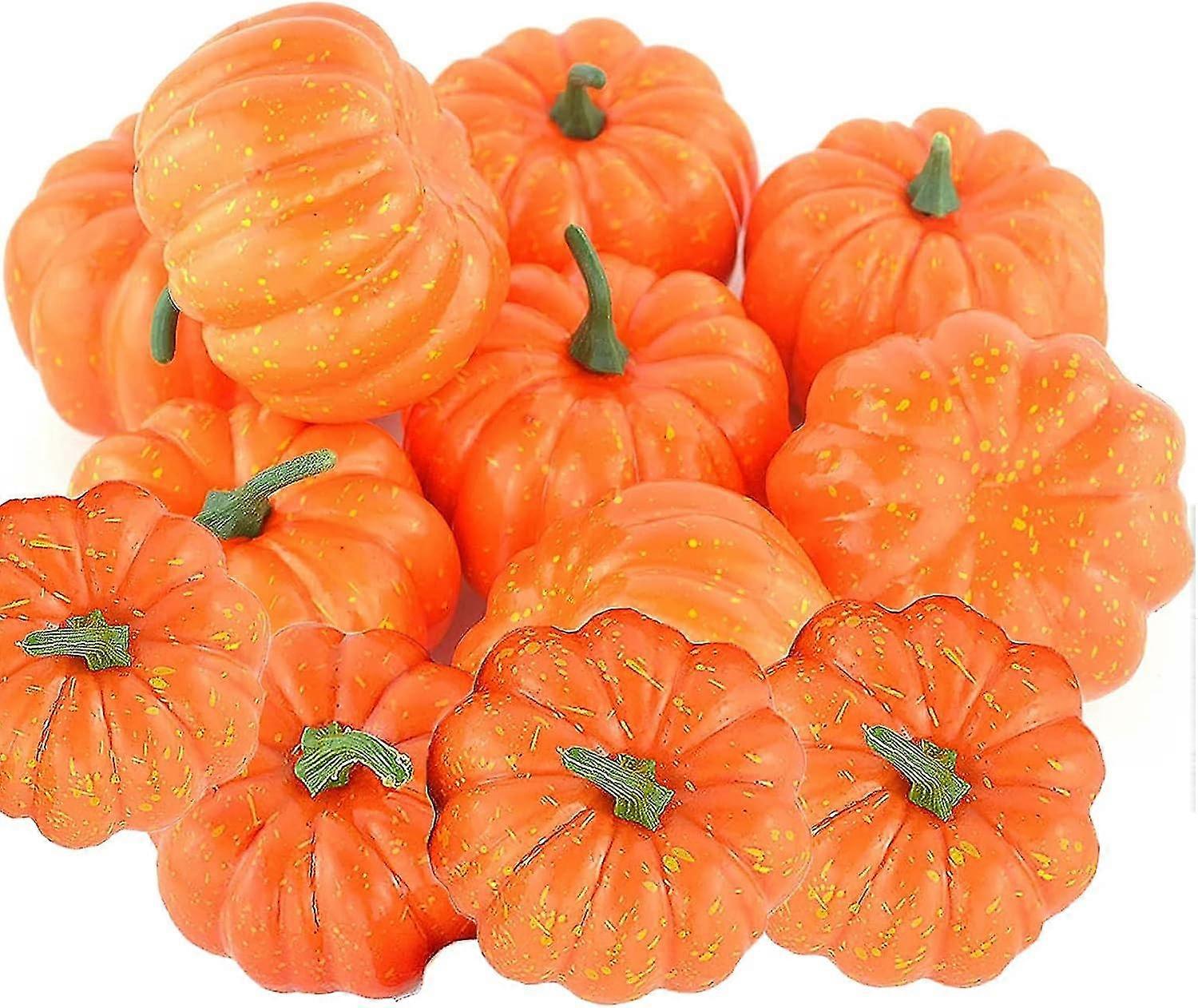 Artificial Lifelike Pumpkin Set: 12pcs Orange
