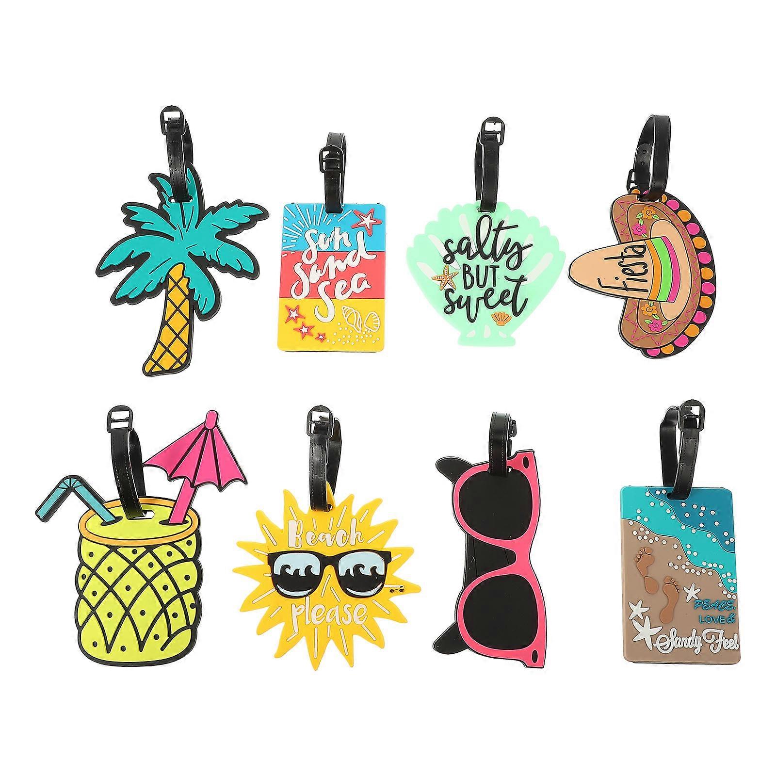 8 Pcs Backpack Suitcase Silicone Luggage Tag Suitcase Badge Tag Suitcase Name Tags Beach Baggage Tag Travel Suitcase Tags