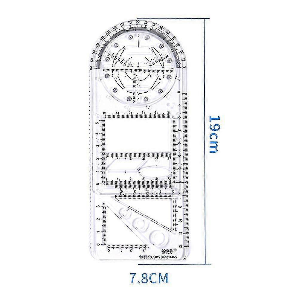Multifunctional Drawing Ruler Mathematics Geometric Drafting Measuring Tool