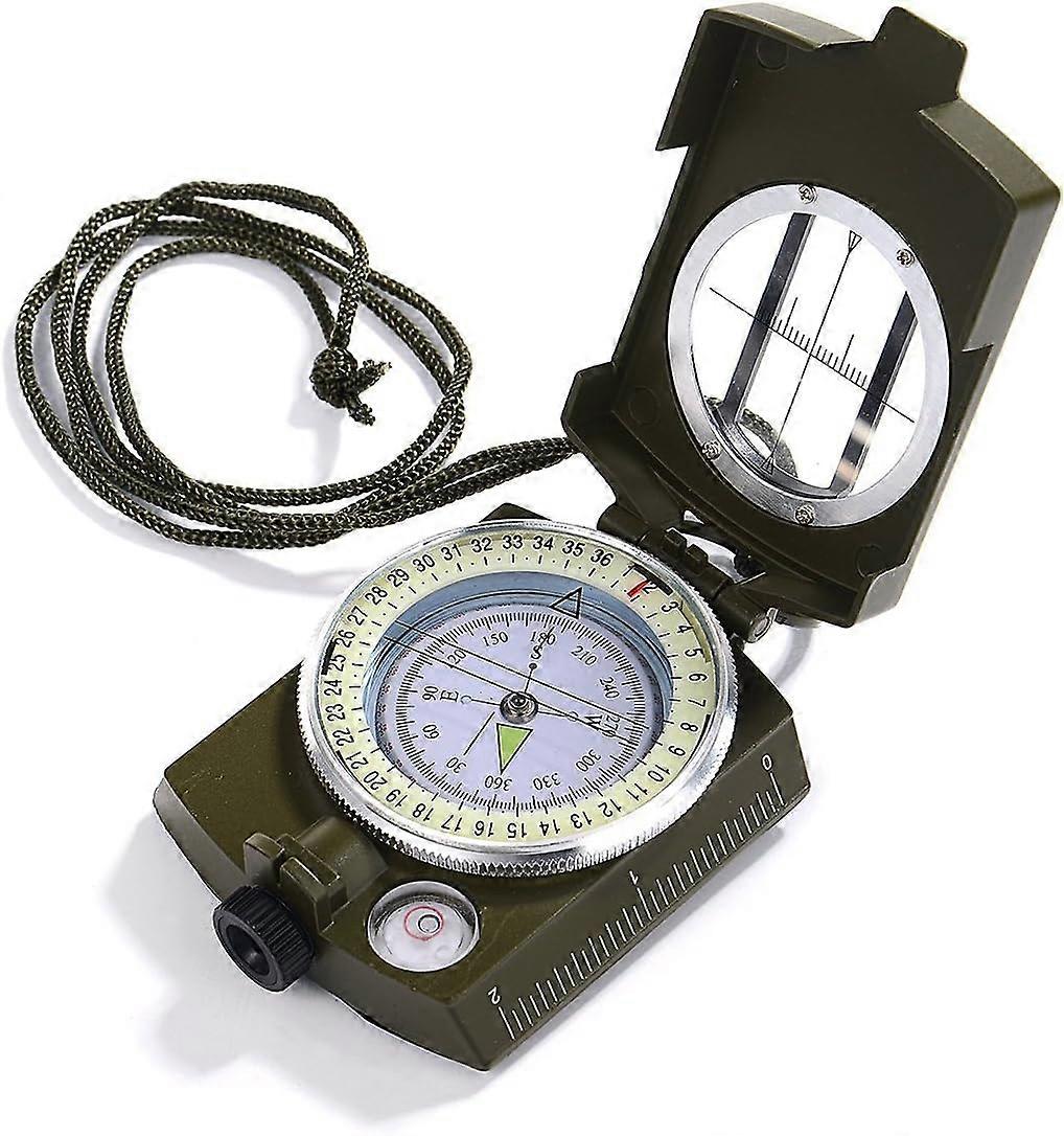 High precision compass, waterproof and shockproof military navigation compass for hiking, with bag type lanyard, zinc alloy material, including Englis