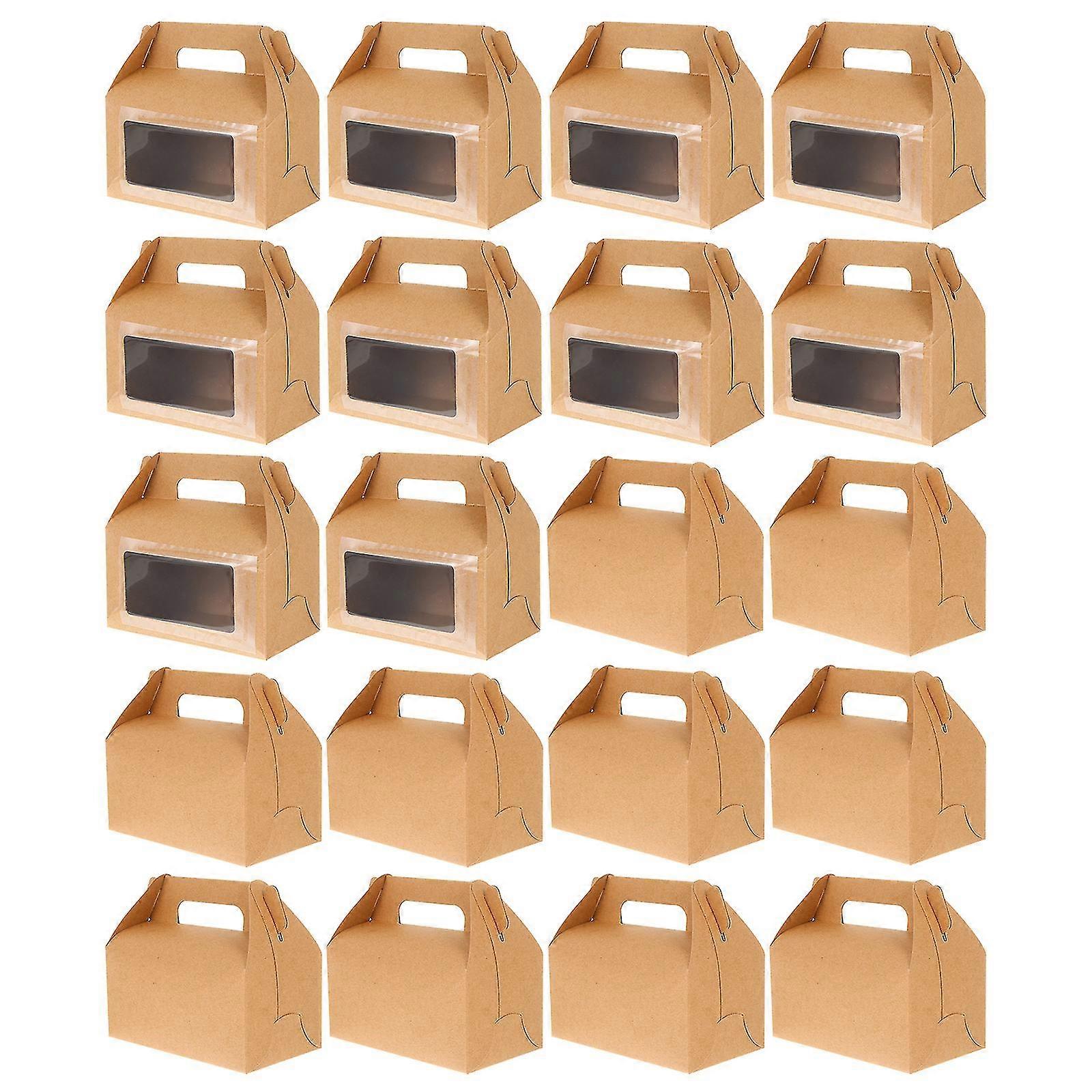 20pcs Portable Cake Boxes Kraft Paper Cake Packaging Organizers Cake Cases