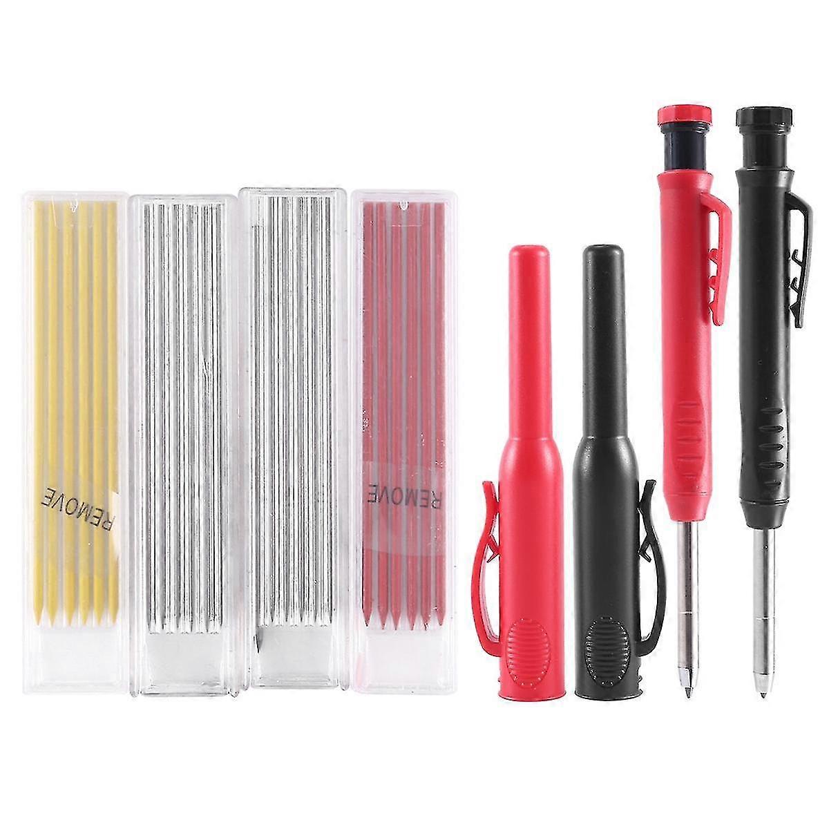 28 Pcs Solid Carpenter Pencil Set with Pencil Cap SetPencil Cap Refill Deep Hole Mechanical Pencil for Architect
