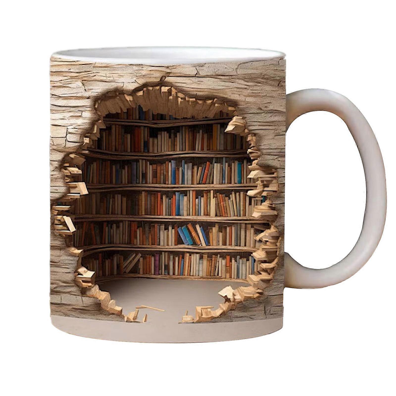 3D Bookshelf Mug, Creative Space Design Ceramic Cup