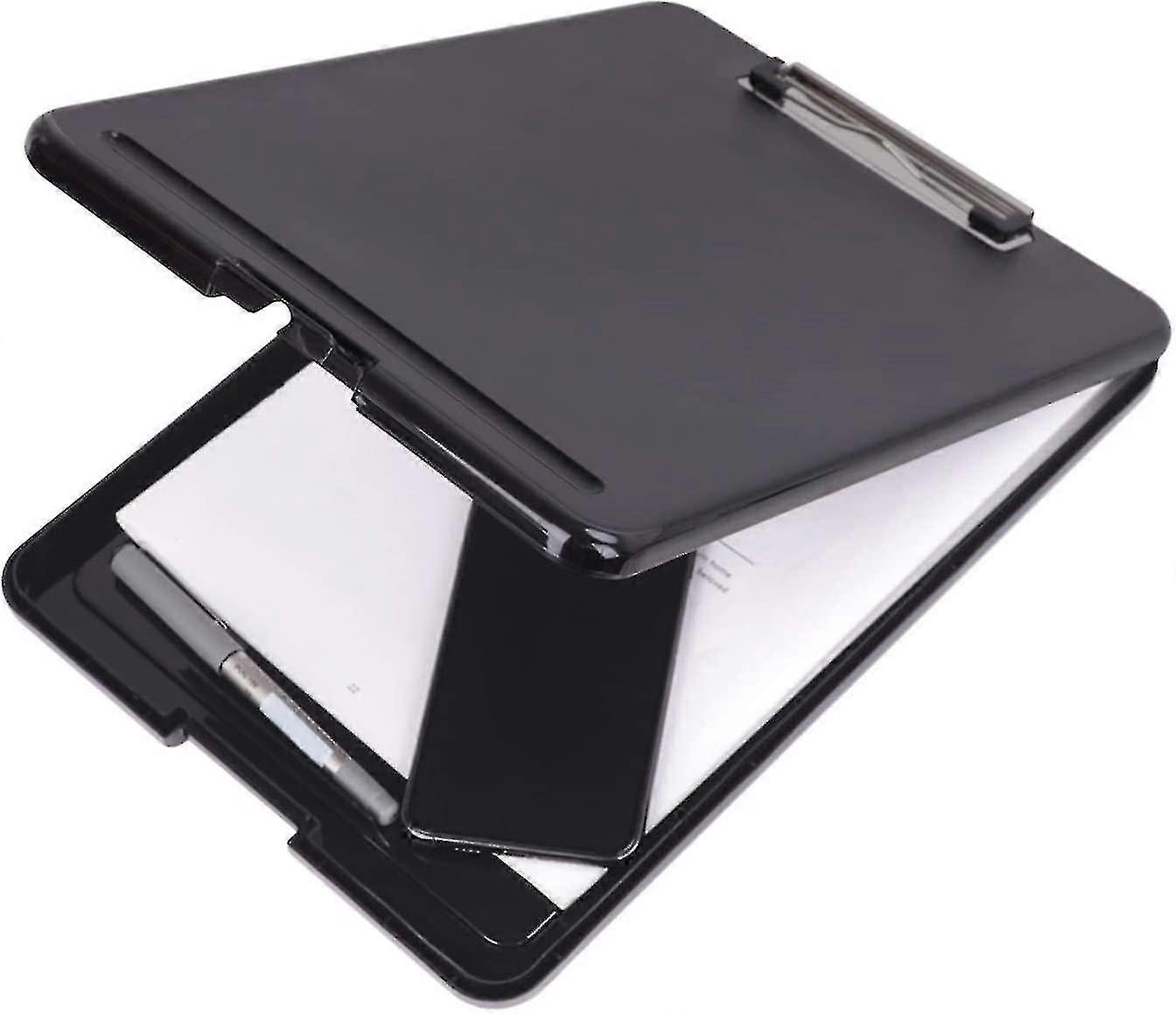 A4 Heavy Duty Storage Clipboard With Storage Compartment Business Office Document Holder, Black new
