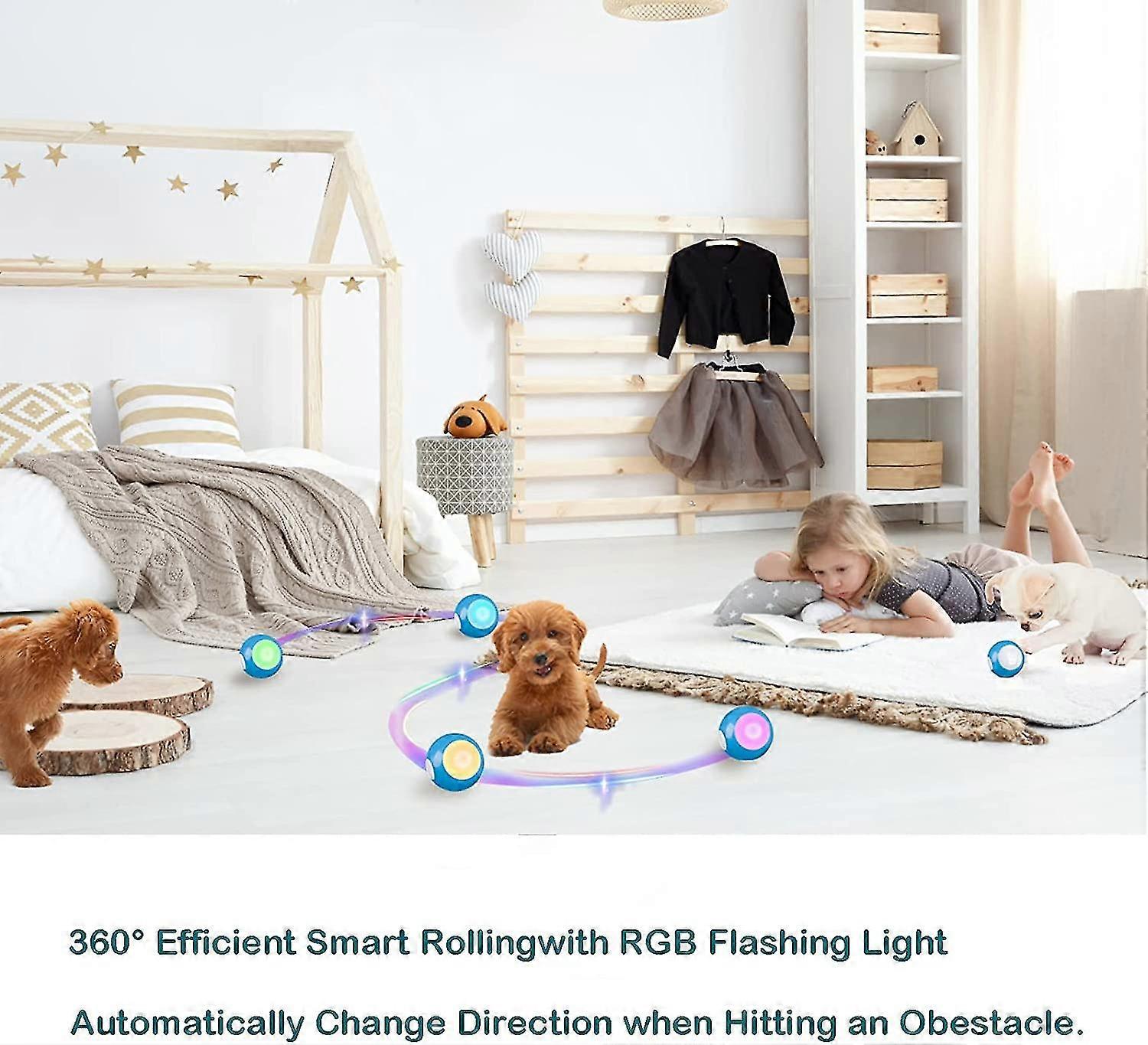 Interactive Dog Ball Toys. Automatic Flexible Rolling Ball With Led Lights