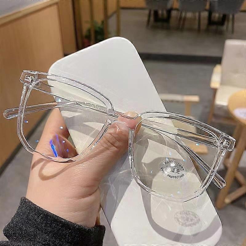 Large Square Frame Anti-Blue Light Glasses Fashion Retro Men Women Computer Gaming Eye Protection Classic Plain Glass Spectacles
