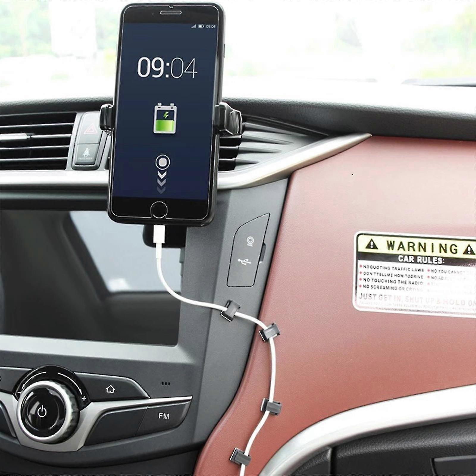 Car Wire Clip 30pcs Black Cable Tie Rectangle Holder Mount Clamp Self-adhesive