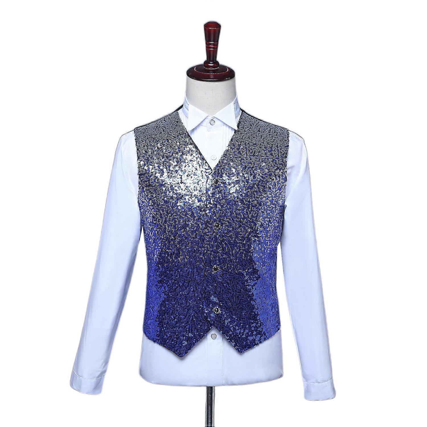 Men's Sequin Design Dress Vests, for Suit Tux