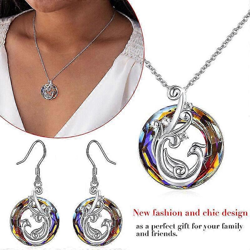 Barevné Crystal Phoenix Náhrdelník Náušnice