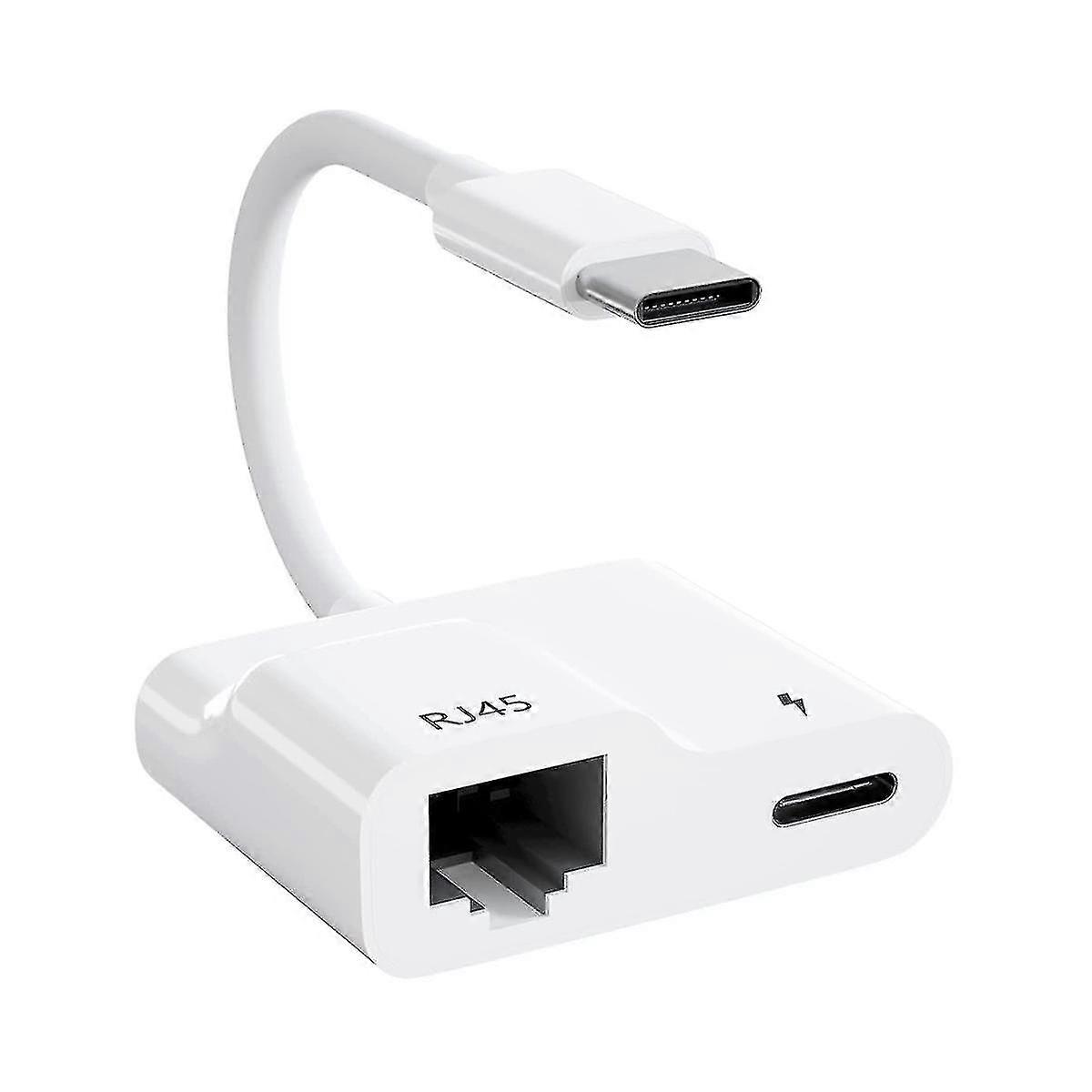 Adaptateur USB C vers Ethernet, adaptateur LAN USB Type C vers RJ45 Gigabit Ethernet avec chargeur 60W, pour /p